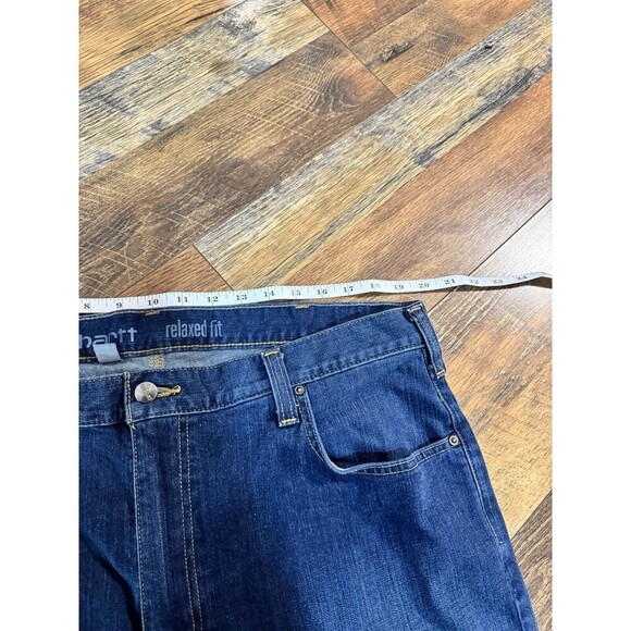 Carhartt Jeans Mens 40x34 Blue Dark Denim Straight Western Cowboy Workwear - Picture 3 of 6